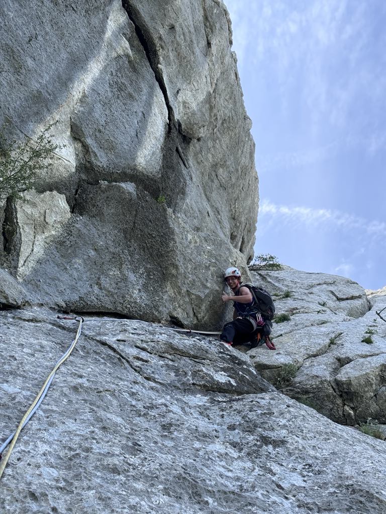Michal after the crux on 4th pitch